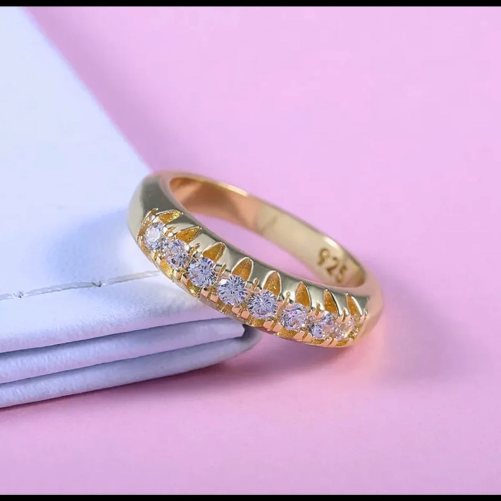 Cubic Zirconia Gold Filled Ring Band Size 8